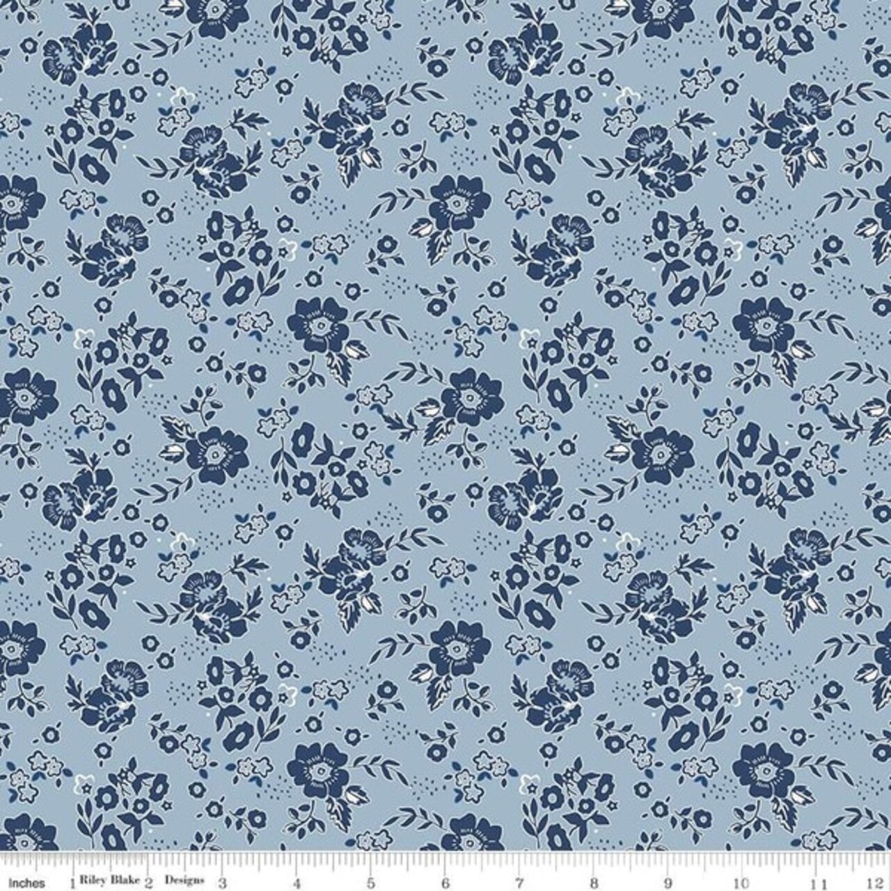 Medium Floral in Sky (c15621-sky) | Freedom Garden | My Mind's Eye | Riley Blake